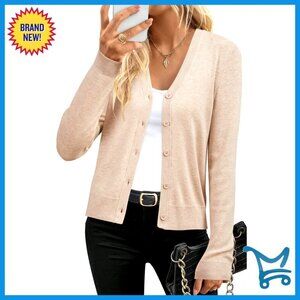 Wool Blend Cardigan Sweater Business Casual V-Neck Button Front